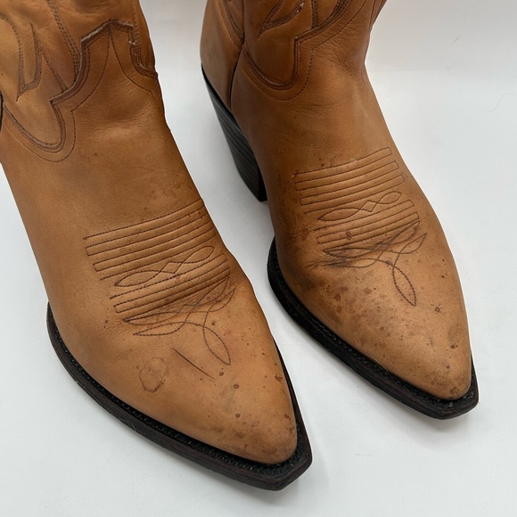 Mezcalero Tan Leather Cowgirl Cowboy Boots Men’s sz 9 Women’s Size 10 Western - Picture 6 of 13